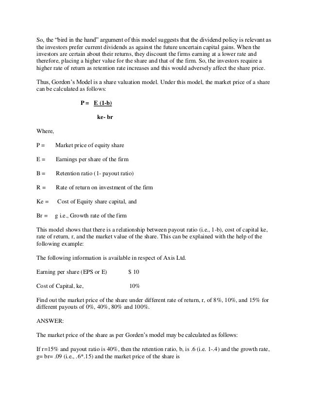 in policy argument hand dividend of bird of Relevance dividend policy
