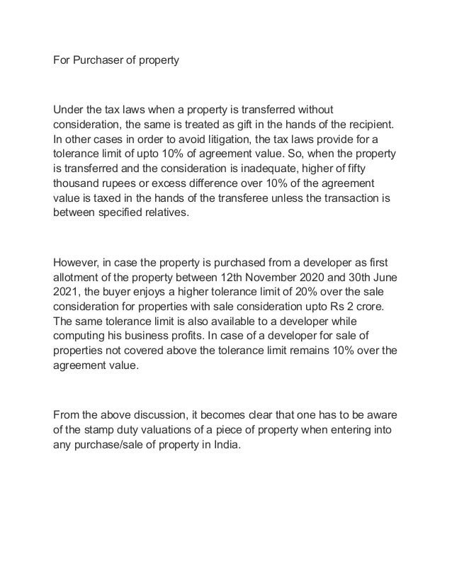 Relevance of stamp duty value of property under tax laws