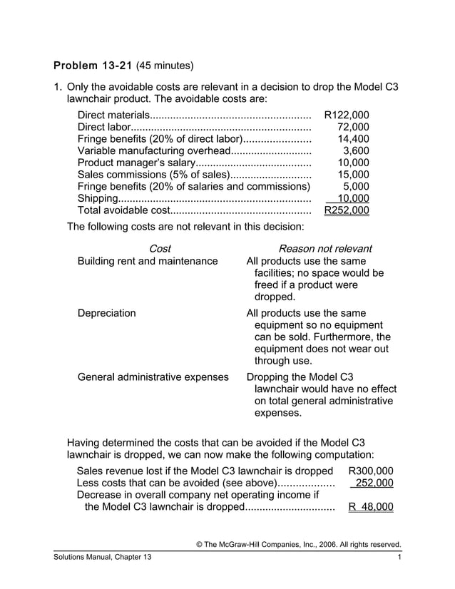 Relevant cost examples emba garrison ch.13