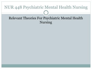 NUR 448 Psychiatric Mental Health Nursing ,[object Object]