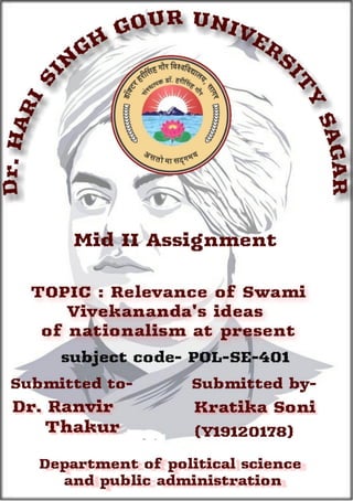 Relevence of Swami Vivekananda's ideas of nationalism at present assignment kratika soni