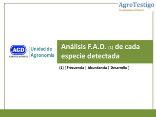 Análisis F.A.D. (1) de cada
especie detectada
(1) [ Frecuencia | Abundancia | Desarrollo ]
 