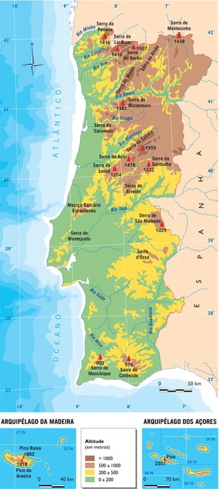 Imprimir Mapa Interactivo: Serras de Portugal (D) (Geography - 1º Ciclo: 4º  ano - serras - geografia - relevo)