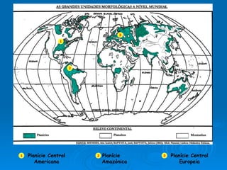2 1 3 1 2 3 Planície Central Americana Planície Central Europeia Planície  Amazónica 