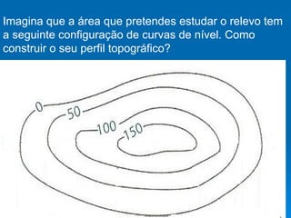 Imagina que a área que pretendes estudar o relevo tem a seguinte configuração de curvas de nível. Como construir o seu perfil topográfico? 