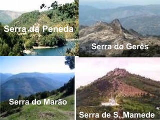 Serra da Peneda
Serra do Gerês
Serra do Marão
Serra de S. Mamede
 