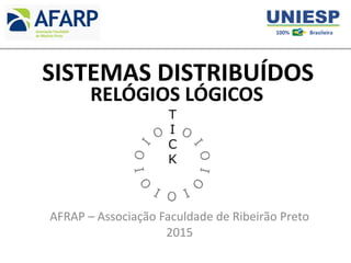 RELÓGIOS LÓGICOS
SISTEMAS DISTRIBUÍDOS
AFRAP – Associação Faculdade de Ribeirão Preto
2015
 