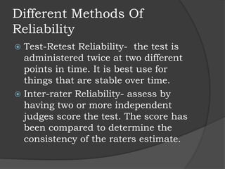 Reliability (assessment of student learning I) | PPTX | Standardized ...
