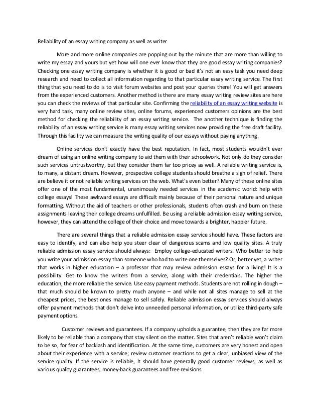 reliable essay writing companies