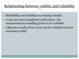 RELIABILITY AND VALIDITY | PPTX