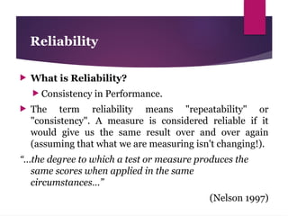 Reliability and Validity.pptx THSIS IS ERESEARCH BASE D TOPIC | PPTX