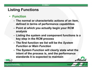 Rcm Function Reliability Centered Maintenance Made Simple | PDF