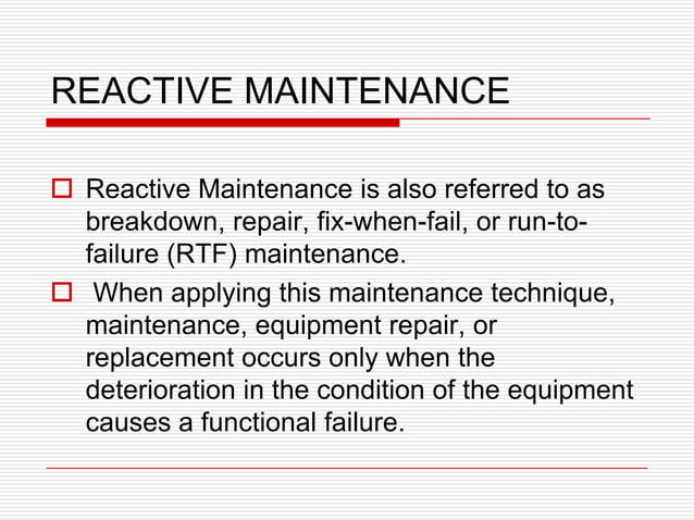 Reliability centred maintenance | PPT | Business | Business and Finance