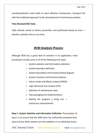 Reliability Centred Maintenance - RCM by Aminul Islam | PDF