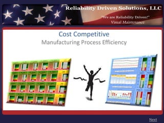 Visual Maintenance


      Cost Competitive
Manufacturing Process Efficiency




                                               Next
 