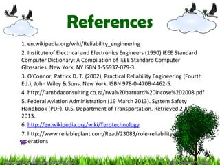 Reliability References Reliability Engineering and Terotechnology | PPT