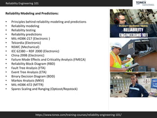 Reliability Engineering 101 : Tonex Training | PPT