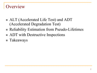 Adt Testing Reliability estimation from accelerated degradation testing | PDF
