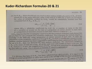 Kuder-Richardson Formulas-20 & 21
 