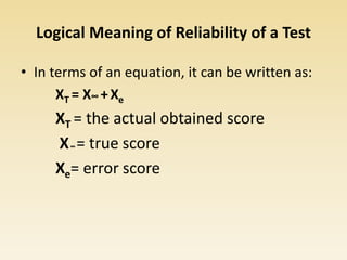 Reliability of test | PPTX