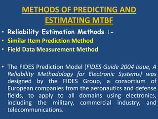 As  a result, it is generally accepted that electronic systems or components exhibit constant failure rates during the useful operating life.Reliability or AvailabilityFor process-related equipment it is usual to specify Availability. Unless, however, some failure modes are defined, the figures can be of little value. For example, in a safety system, failure may consist of spurious alarm or of failure to respond. Combining the two failure rates produces a misleading figure and the two modes must be evaluated separately.