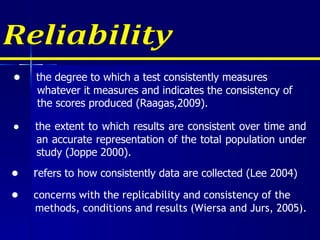 Louzel Report - Reliability & validity | PPT