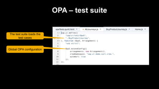 OPA – test suite
The test suite loads the
test cases
Global OPA configuration
 