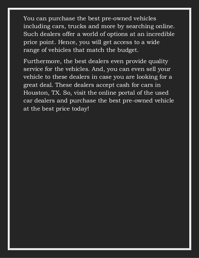 Reliable Car Dealers With Houston Used Car Dealerships