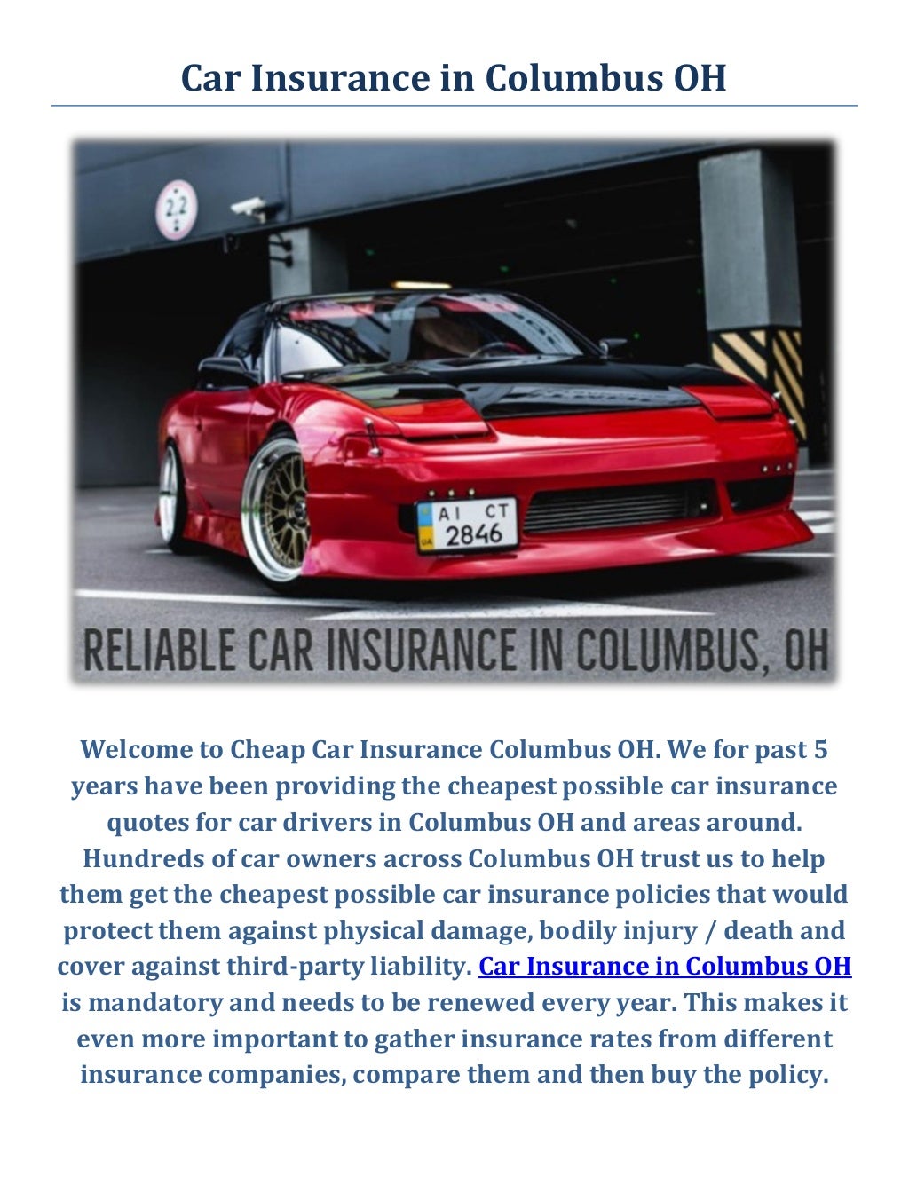 Reliable Car Insurance in Columbus