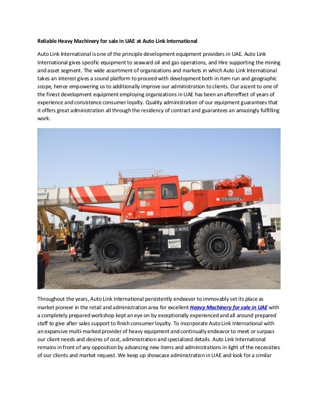 Reliable Heavy Machinery For Sale In Uae At Auto Link International Reliable Heavy Machinery For Sale In Uae At Auto Link International