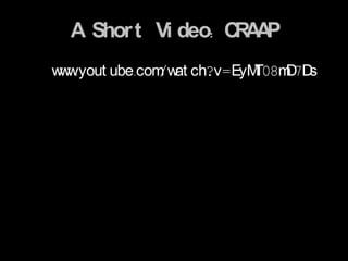 A Shor t Vi deo: C A P
                    RA
ww
 w .yout ube.com at ch?v=EyM
                /w          T08m 7D
                                D s
 