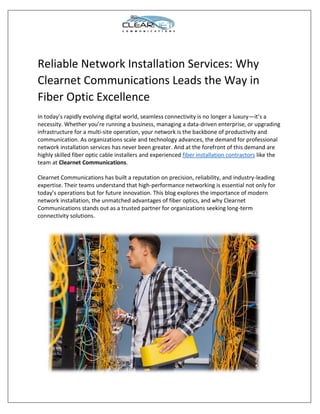 Reliable Network Installation Services: Why Clearnet Communications ...