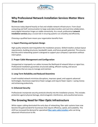 Reliable Network Installation Services: Why Clearnet Communications ...