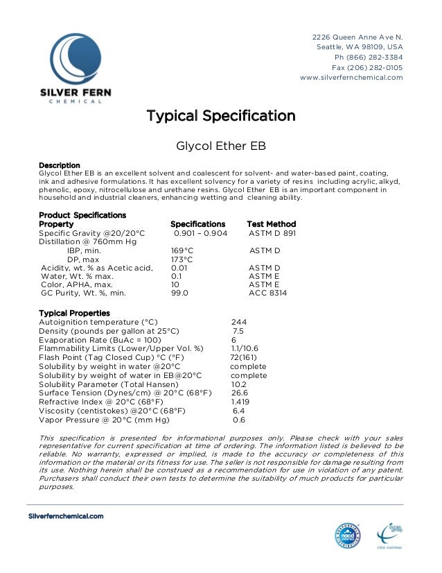 Reliable Specification of Glycol Ether EB