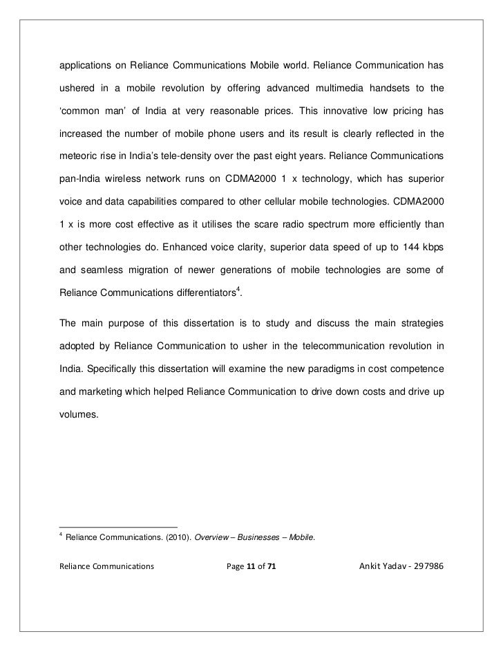 Dissertation communications