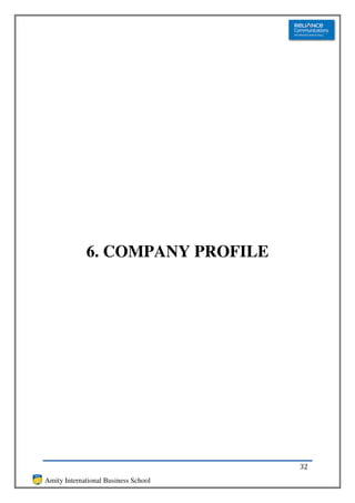 6. COMPANY PROFILE




                                      32
Amity International Business School
 