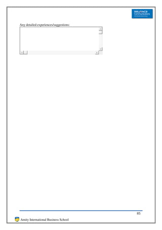 Any detailed experiences/suggestions:




                                        85
Amity International Business School
 