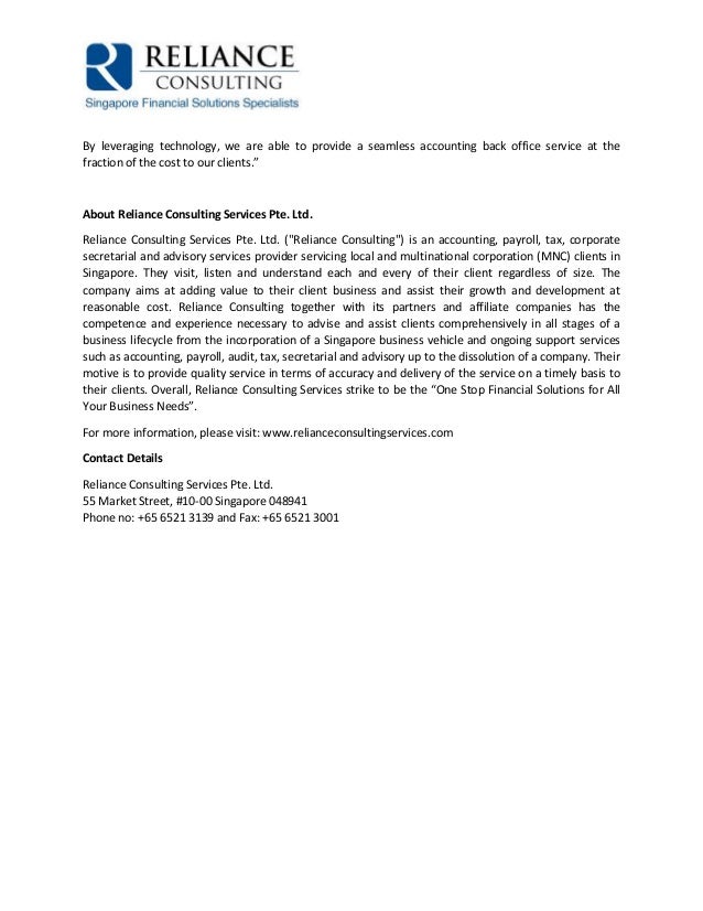 Reliance consulting services