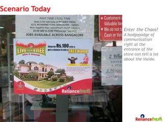 Scenario Today

                 Enter the Chaos!
                 A hodgepodge of
                 communication
                 right at the
                 entrance of the
                 store can tell a lot
                 about the inside.




38
 