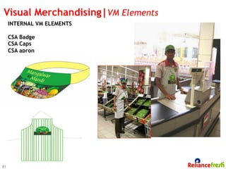 Visual Merchandising|VM Elements
     INTERNAL VM ELEMENTS

     CSA Badge
     CSA Caps
     CSA apron




81
 