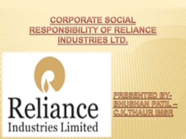 Reliance industries csr | PPTX