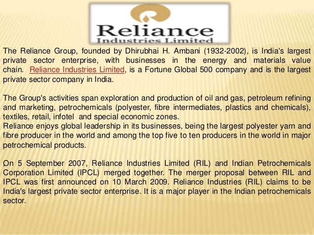 reliance industries limited and csr activities essay Corporate governance and corporate social responsibility essay sample pages: 13 word count: board committees' and corporate social responsibility activities three companies, namely itc ltd, reliance industries ltd. reliance industries limited and csr activities essay Corporate governance and corporate social responsibility essay sample pages: 13 word count: board committees' and corporate social responsibility activities three companies, namely itc ltd, reliance industries ltd.