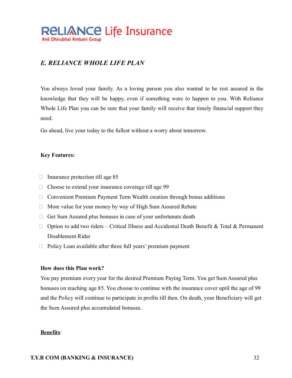 Reliance life insurance