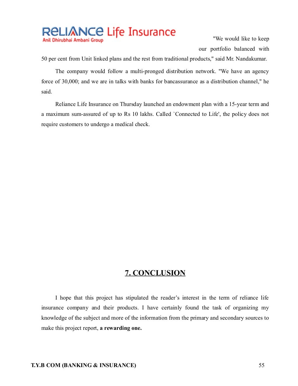 Reliance life insurance