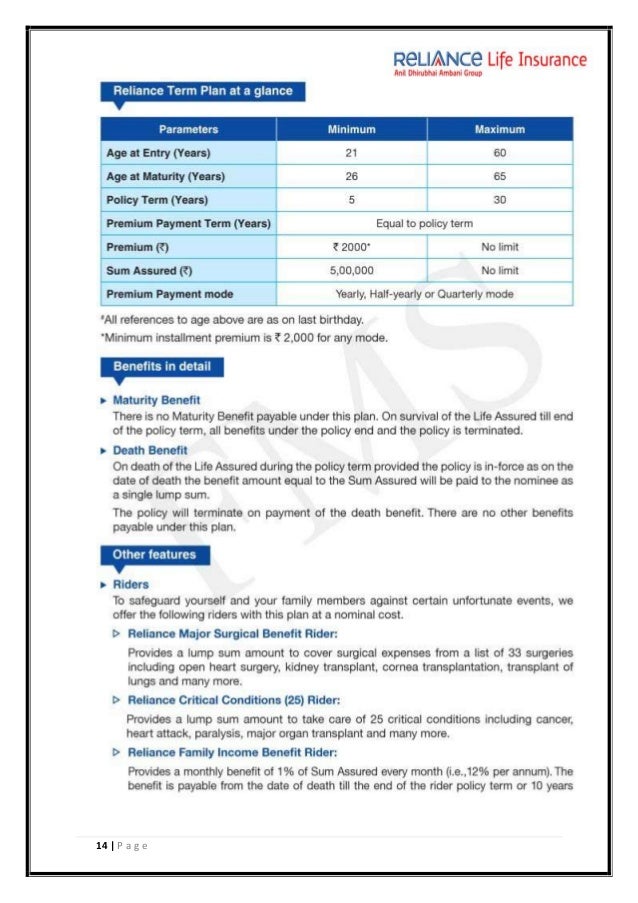 reliance life insurance project Project report on reliance life insurance company limited submmited for partial fulfillment of the requirements of two years full time master of. reliance life insurance project Project report on reliance life insurance company limited submmited for partial fulfillment of the requirements of two years full time master of.