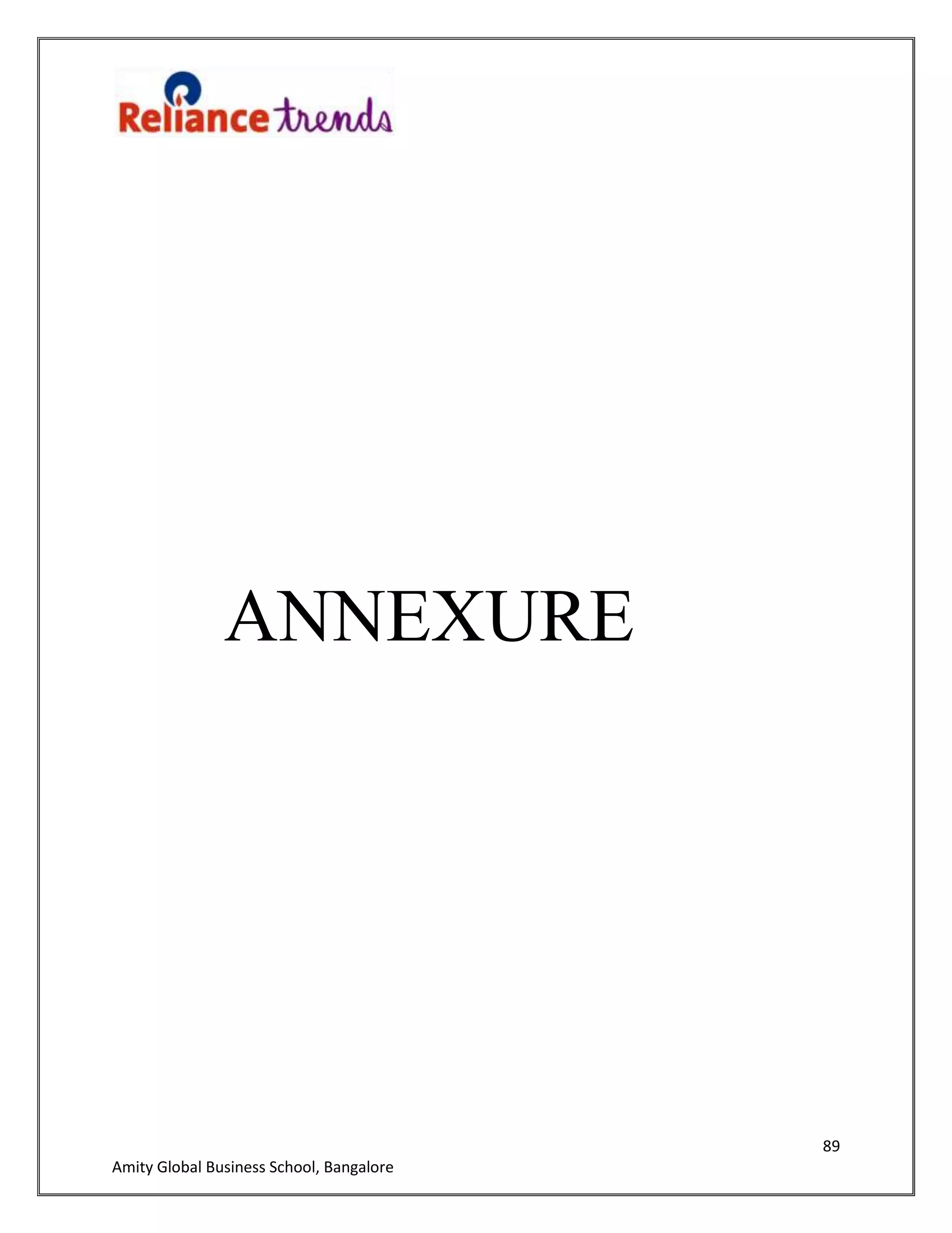 89
Amity Global Business School, Bangalore
ANNEXURE
 