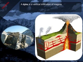 A dyke is a vertical infiltration of magma.
 