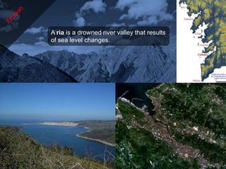 A ria is a drowned river valley that results
of sea level changes.
 