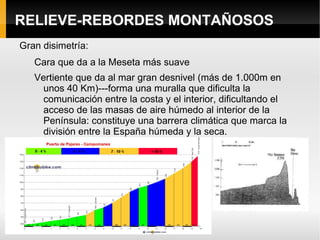 RELIEVE-MESETA Guadarrama Relieve es redondeado y  materiales  son como los de otras zonas del  antiguo Macizo Hespérico. 
