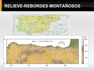 RELIEVE-MESETA Los  Montes de Toledo  : tienen montañas de escasa altitud (por debajo de los 1500 m). Dividen en dos la submeseta sur separando las cuencas del Tajo y del Guadiana. Su sierra más importante es  Guadalupe . 